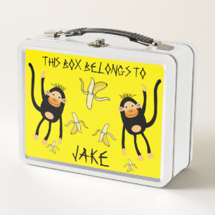 Black To School Little Monkey Metal Lunch Box