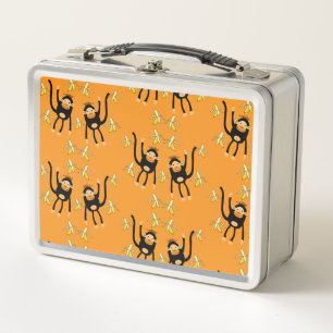 Black To School Little Monkey Metal Lunch Box