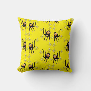 Black To School Little  Monkey Throw Pillow