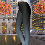 Black To Teal Bue Grey Ombre Gradient Fade Leggings<br><div class="desc">Gradient Leggings</div>