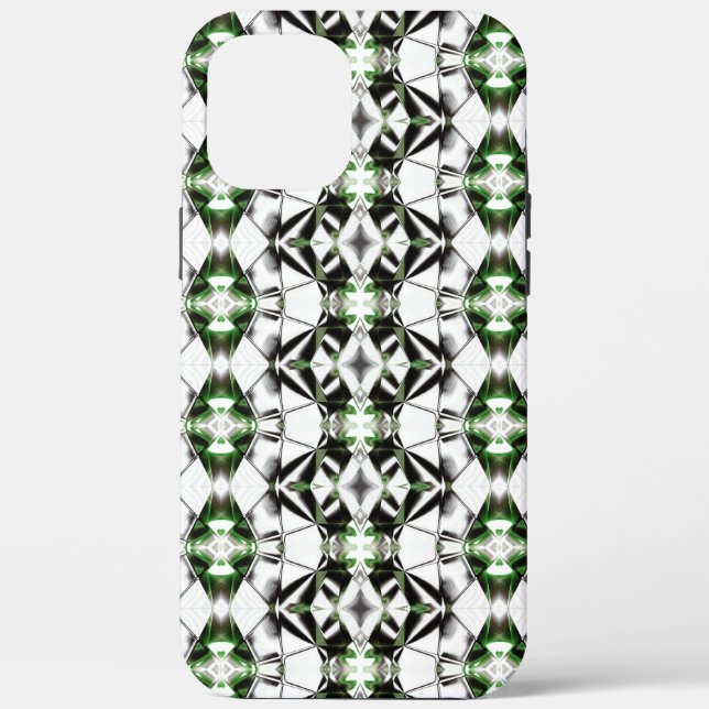 Black to white with green, repeating virtual lines Case-Mate iPhone case (Back)