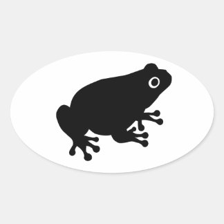 Black toad frog oval sticker
