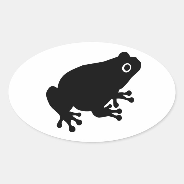 Black toad frog oval sticker (Front)