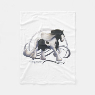 Black Tobiano Gypsy Vanner Horse Fleece Blanket