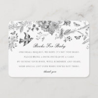 Black Toile Flora Livres pour Baby Invitation Inse
