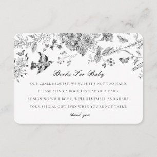 Black Toile Flora Livres pour Baby Invitation Inse