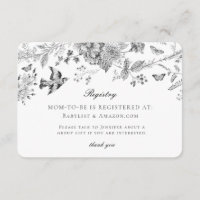 Black Toile Floral Baby Registry Card Insert