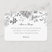 Black Toile Floral Share Recette Invitation Insert