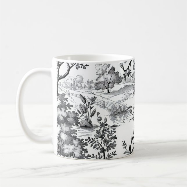 Black Toile Print  Coffee Mug (Left)