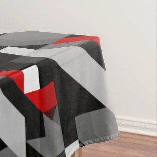 Black Toned and red colour  Geometric  Pattern Tablecloth