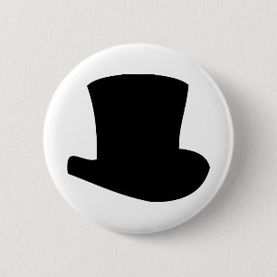 black top hat circus magician 2 inch round button