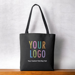 Black Tote Bag Double-Sided Logo All-Over-Print