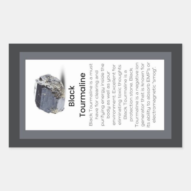 Black Tourmaline Crystal Meaning Jewellery Display Sticker (Front)