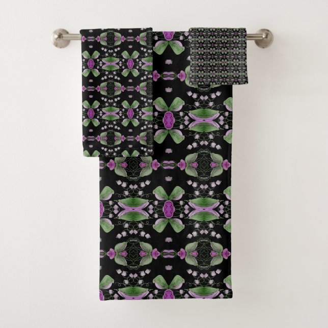 Black Towel Set with Hot Pinks (Insitu)
