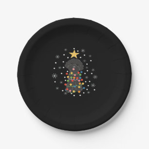 Black Toy Poodle Christmas Tree Classic T-Shirt Paper Plate