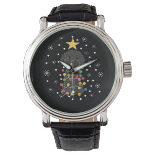 Black Toy Poodle Christmas Tree Classic T-Shirt Watch