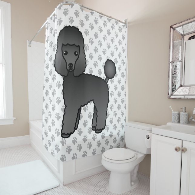 Black Toy Poodle Cute Cartoon Dog (In Situ)