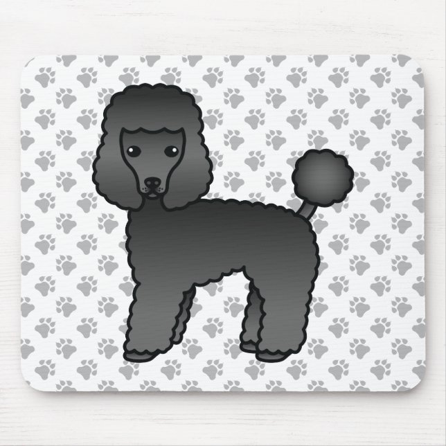 Black Toy Poodle Cute Cartoon Dog Mouse Pad (Front)