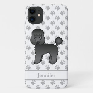 Black Toy Poodle Cute Cartoon Dog & Name iPhone 11 Case