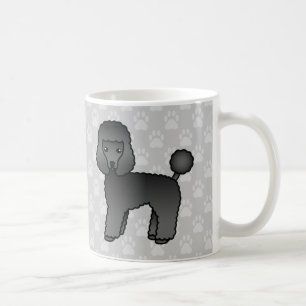 Black Toy Poodle Dog Cartoons On Grey Colour Coffee Mug