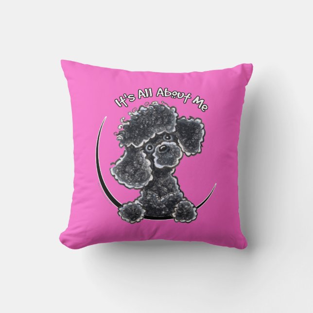 Black Toy Poodle IAAM Throw Pillow (Front)