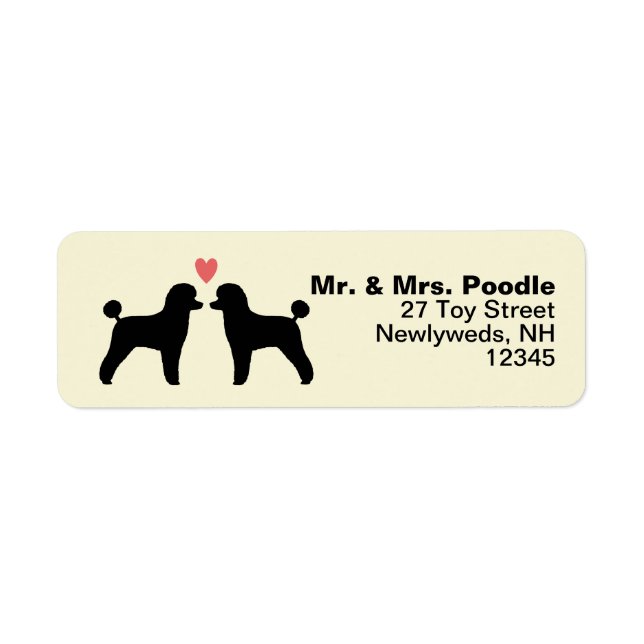 Black Toy Poodle Silhouettes with Heart Address (Front)