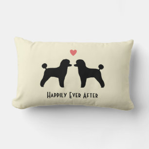 Black Toy Poodles - Wedding Dogs with Text Lumbar Pillow