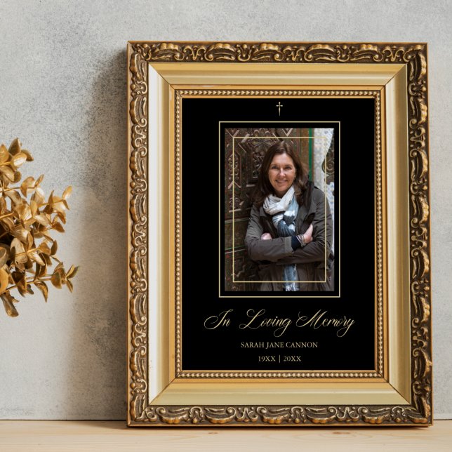 Black Traditional & Elegant Golden Photo Funeral Poster (Creator Uploaded)