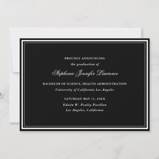 Black Traditional Graduation Announcement (Front)