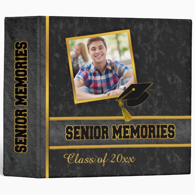 Black Traditional Photo Class Senior Memories Binder (Front/Spine)