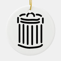 Black Trash Can Symbol Ceramic Ornament