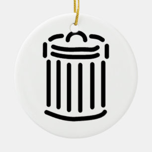 Black Trash Can Symbol Ceramic Ornament