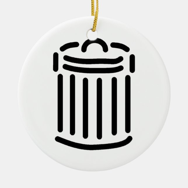 Black Trash Can Symbol Ceramic Ornament (Front)