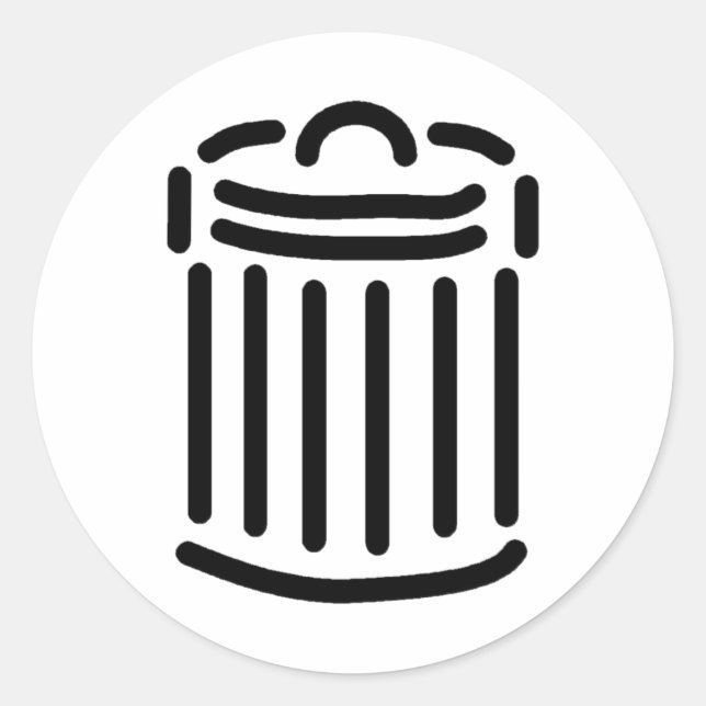 Black Trash Can Symbol Classic Round Sticker (Front)
