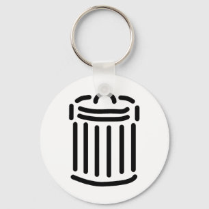 Black Trash Can Symbol Keychain