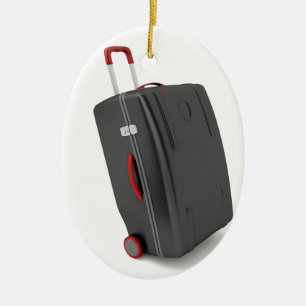 Black travel bag ceramic ornament