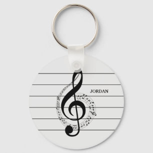 Black Treble Clef  Keychain