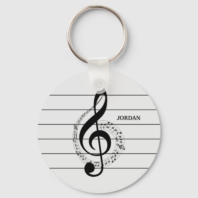 Black Treble Clef  Keychain (Front)