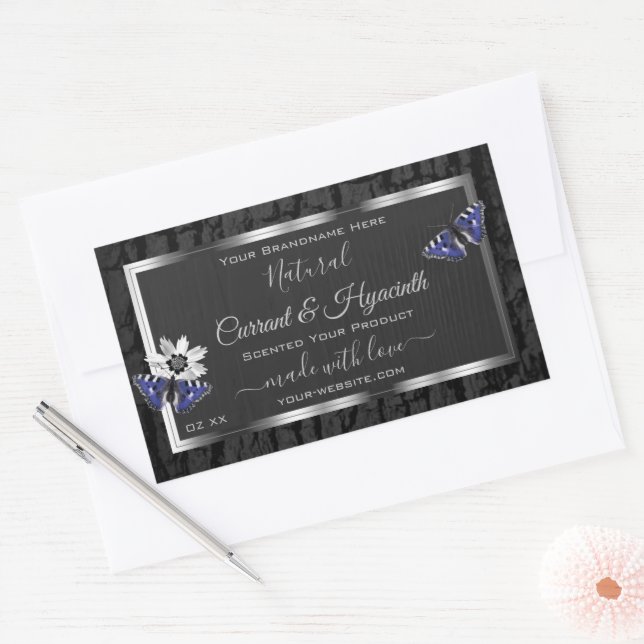Black Tree Bark with Silver Frame Product Labels (Envelope)