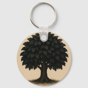 Black Tree Necklace – Minimal Nature Pendant Keychain