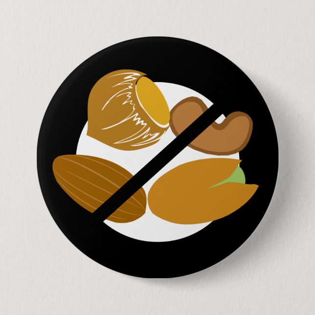 Black Tree Nut Free Nut Allergy Kids 3 Inch Round Button (Front)