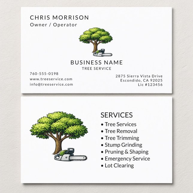 Black Tree Services Minimal Business Card (Creator Uploaded)