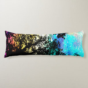 Black Trees Colourful Space Body Pillow