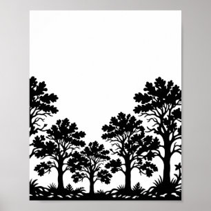 Black Trees Silhouette Poster Print