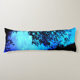 Black Trees Turquoise Periwinkle Space Body Pillow