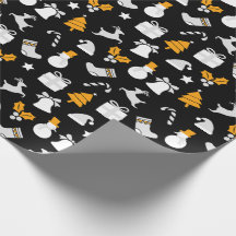 Black Trendy Christmas Seamless Pattern