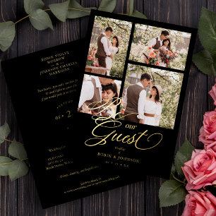 Black Trendy Collage 4 Photos Fancy Script