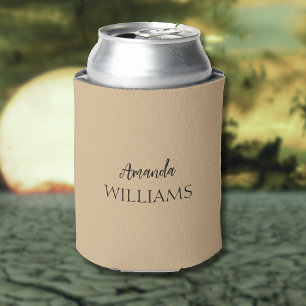 Black Trendy Elegant  First Last Name   Tan Brown  Can Cooler