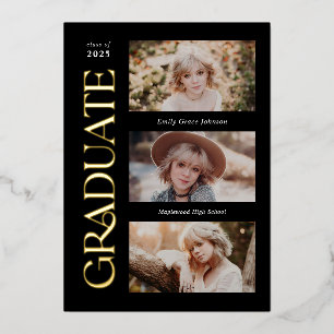 Black Trendy Serif Multiple Photo Graduation 