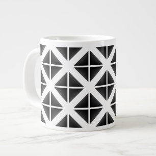 Black Trendy Triangle Pattern Large Coffee Mug